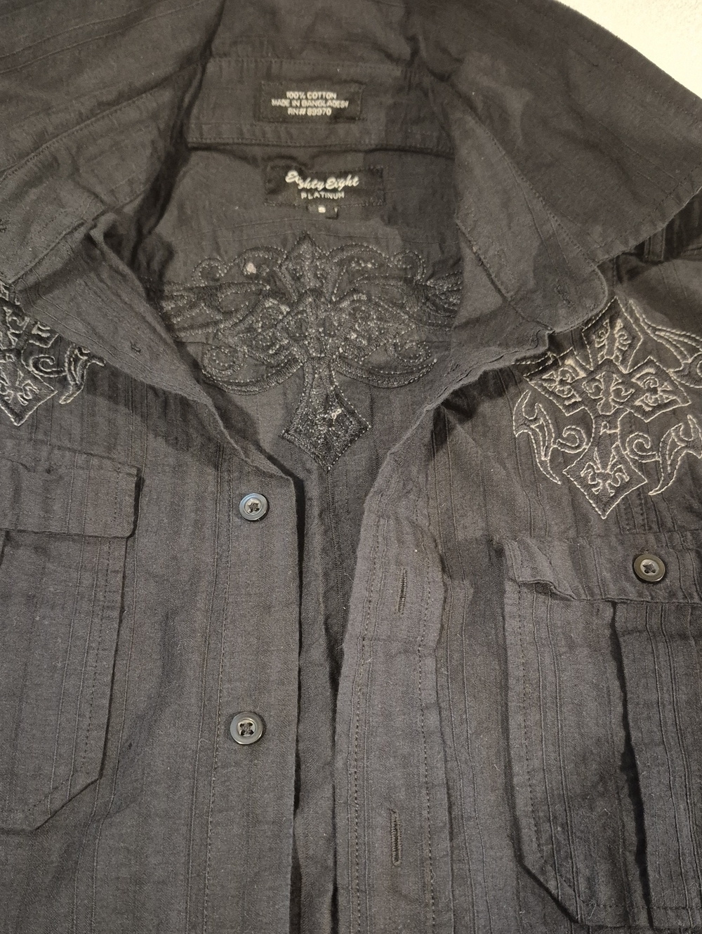 Eight Eight Platinum Embroidered Button-Up Shirt